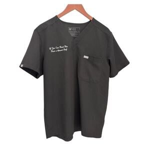 Figs Men's Leon Black Scrub Top M Customized